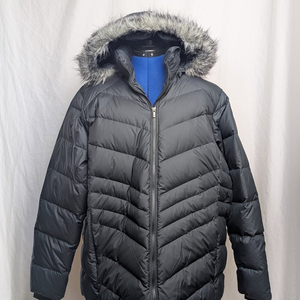 NWT - Columbia Charcoal Gray Puffer Coat with Faux Fur Hoodie